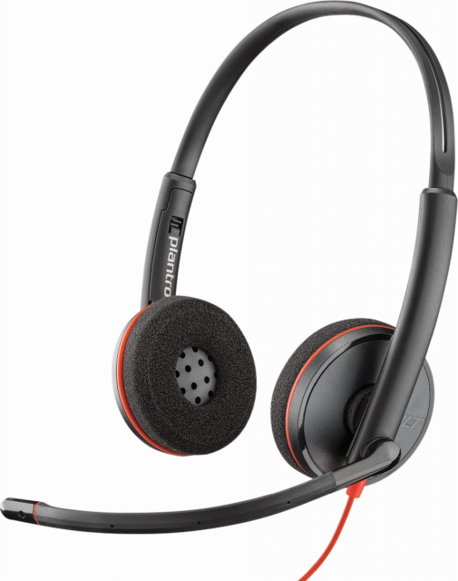 Слушалки с микрофон Poly Blackwire 3225 Stereo USB-C Headset+3.5mm Plug + USB-C/A Adapter 