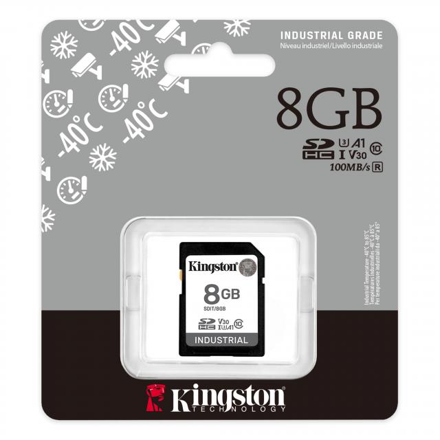 Memory card Kingston 8GB SDHC Industrial C10, UHS-I, U3, V30, A1 