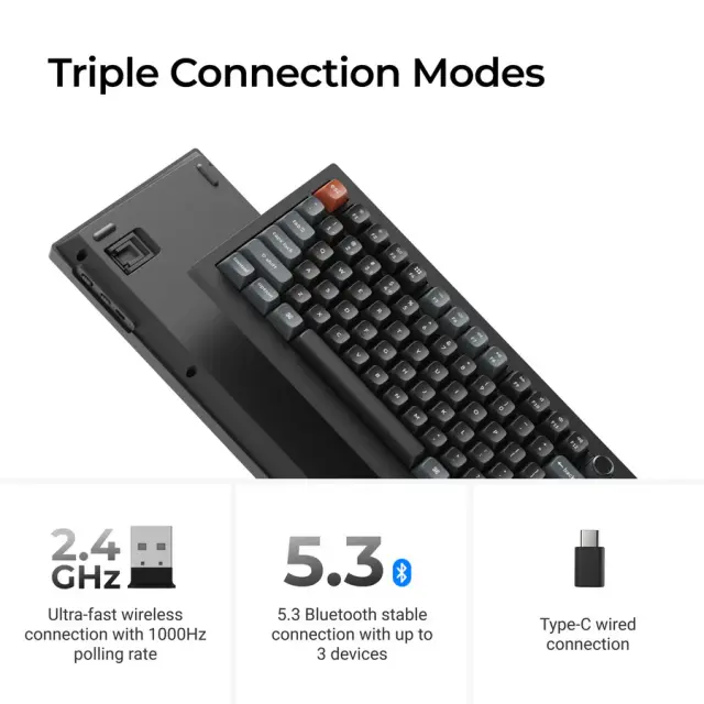 Wireless Mechanical Keyboard Keychron V6 Ultra 8K - Silk POM Switch Red 