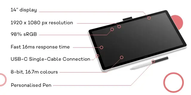WACOM Graphics display tablet One pen display 14.0" 