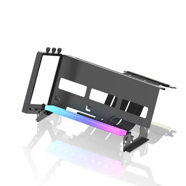 EZDIY-FAB ARGB Vertical PCIe 4.0 GPU Mount Bracket Graphic Card Holder 45° Riser Cable - Black 