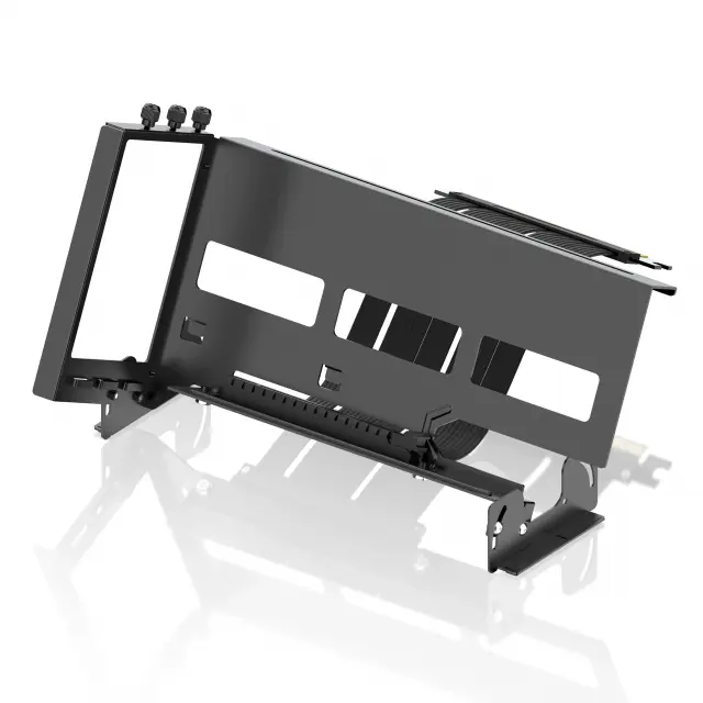 EZDIY-FAB Vertical PCIe 4.0 GPU Mount Bracket Graphic Card Holder 45° Riser Cable - Black 