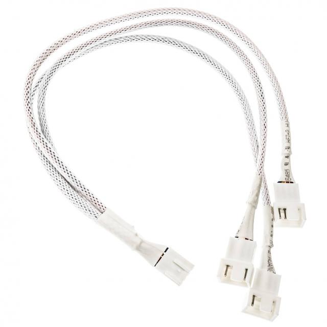 Кабел Kolink PWM 1-3 Сплитер - 35 cm, оплетен, Бял 